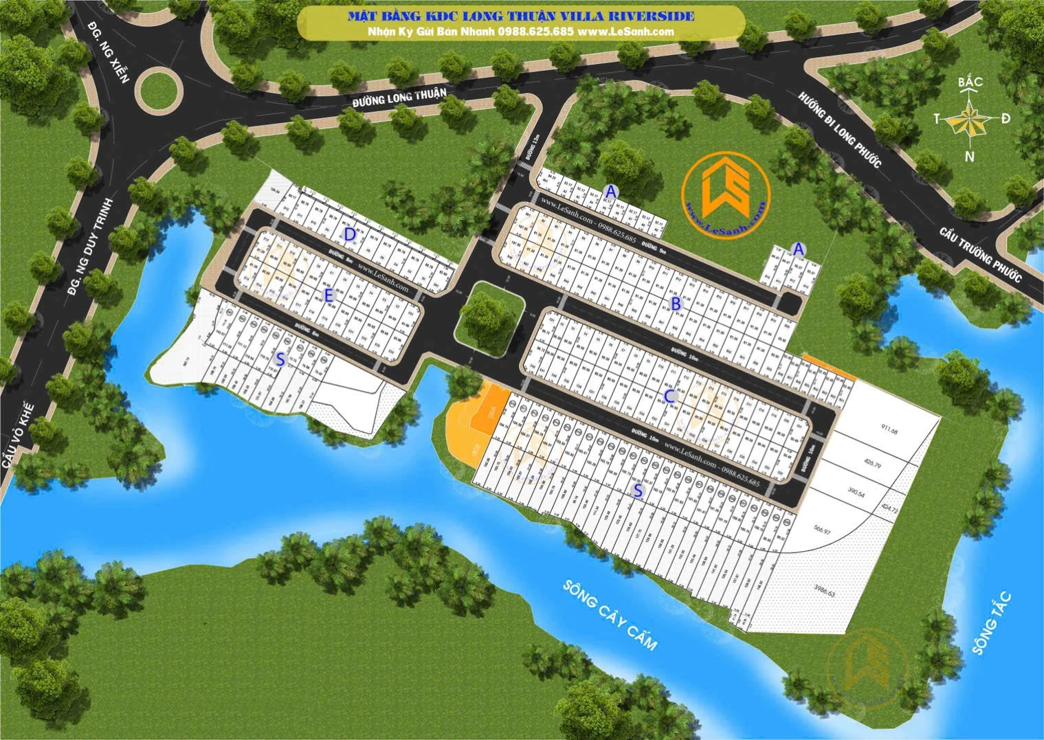 🌿 CẶP LÔ GÓC 3 MẶT TIỀN – DỰ ÁN LONG THUẬN VILLA RIVERSIDE