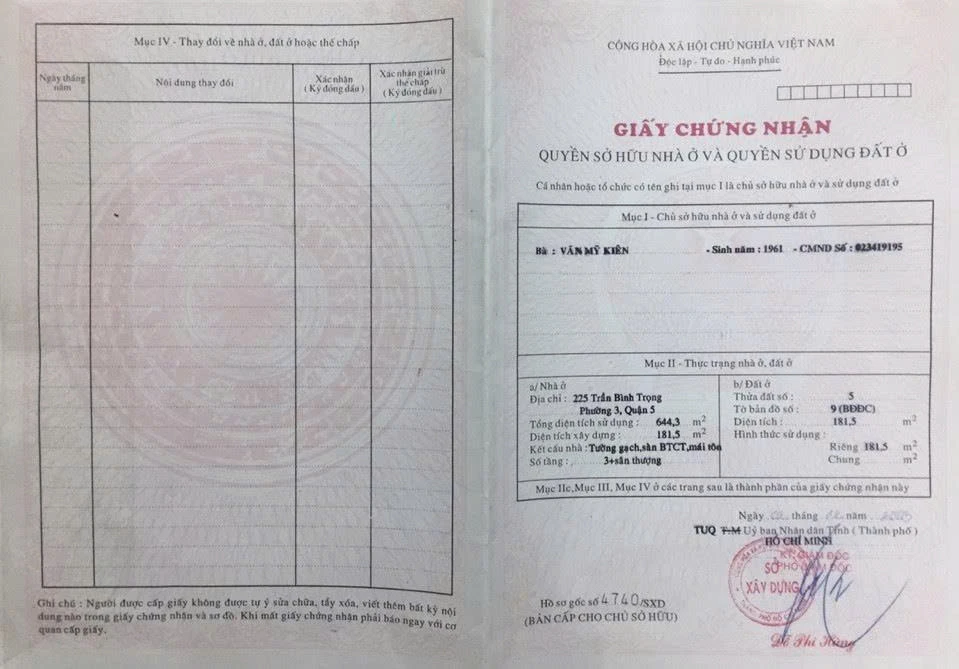 Bán nhà mặt tiền 225 trần bình trọng, Phường Chợ Quán, Hồ Chí Minh giá 98 tỷ