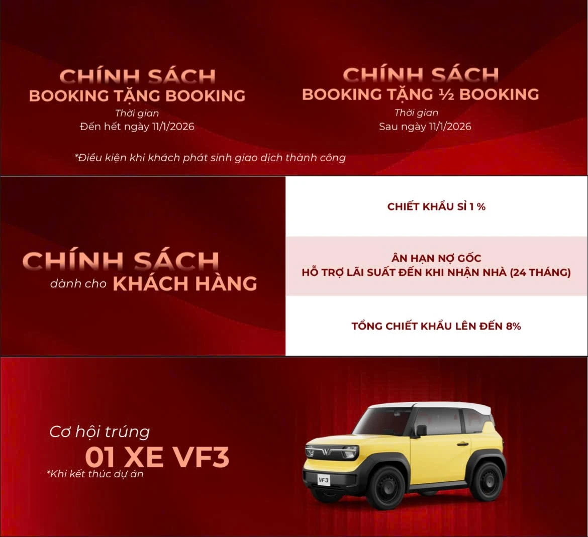 🚀 Booking Saint Mary Light ngay 1 Tặng 1, CK lên tới 8%, Cơ hội sở hữu VinFast VF3