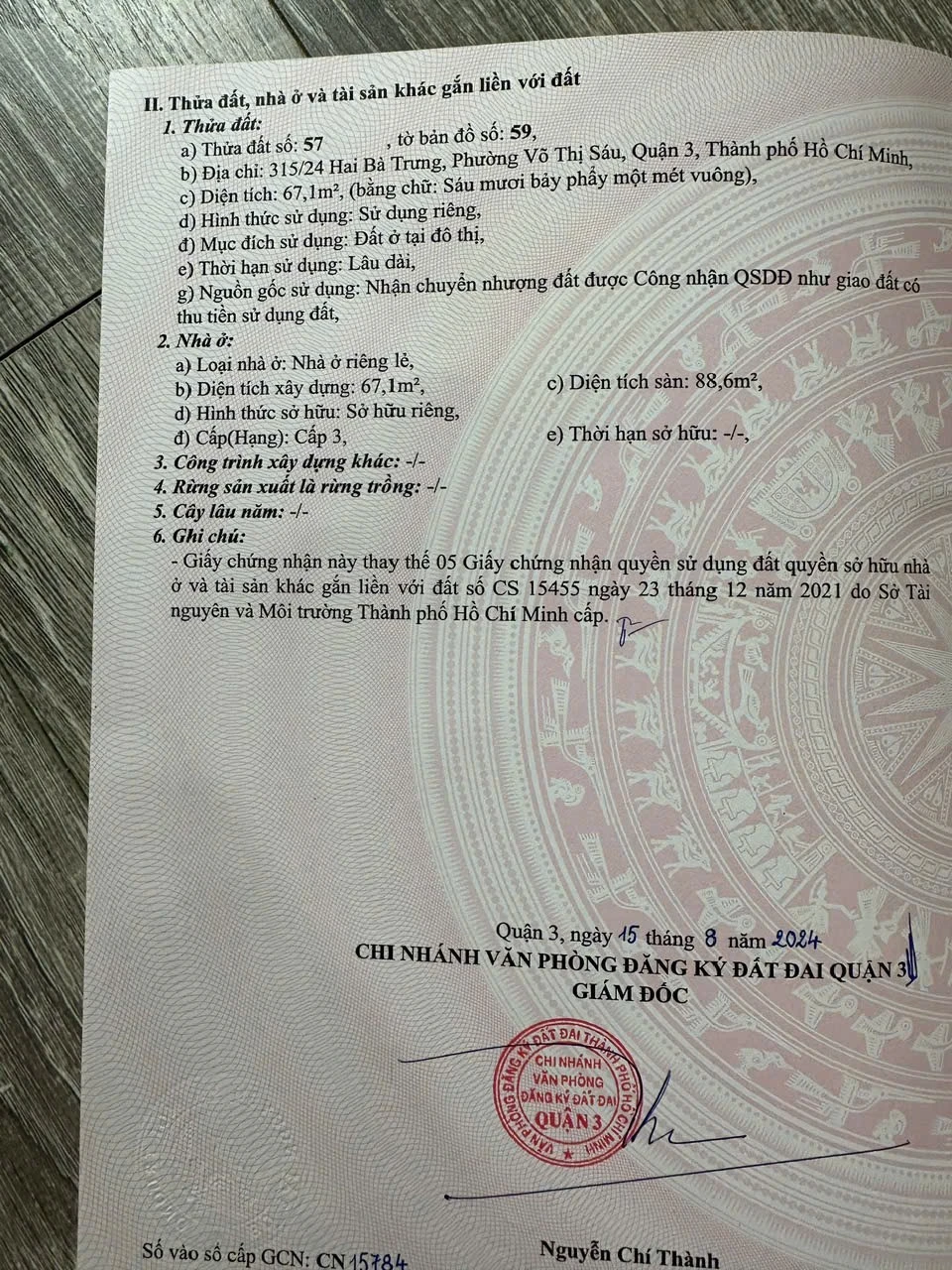 Bán nhà 315/24 Hai Bà Trưng, Phường Xuân Hòa, Hồ Chí Minh giá 17 tỷ  500 triệu