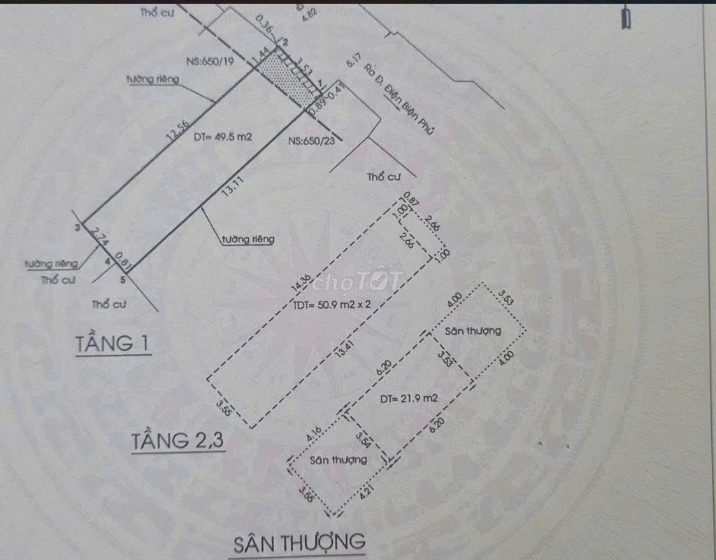 Bán nhà 650/21 Điện Biên Phủ, Phường Vườn Lài, Hồ Chí Minh giá 12 tỷ  600 triệu