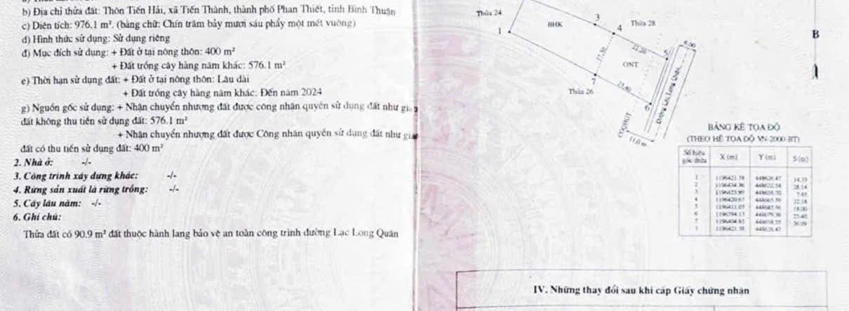 Bán đất Mặt Tiền Lạc Long Quân Phường Tiến Thành Bình Thuận ( Lâm Đồng )