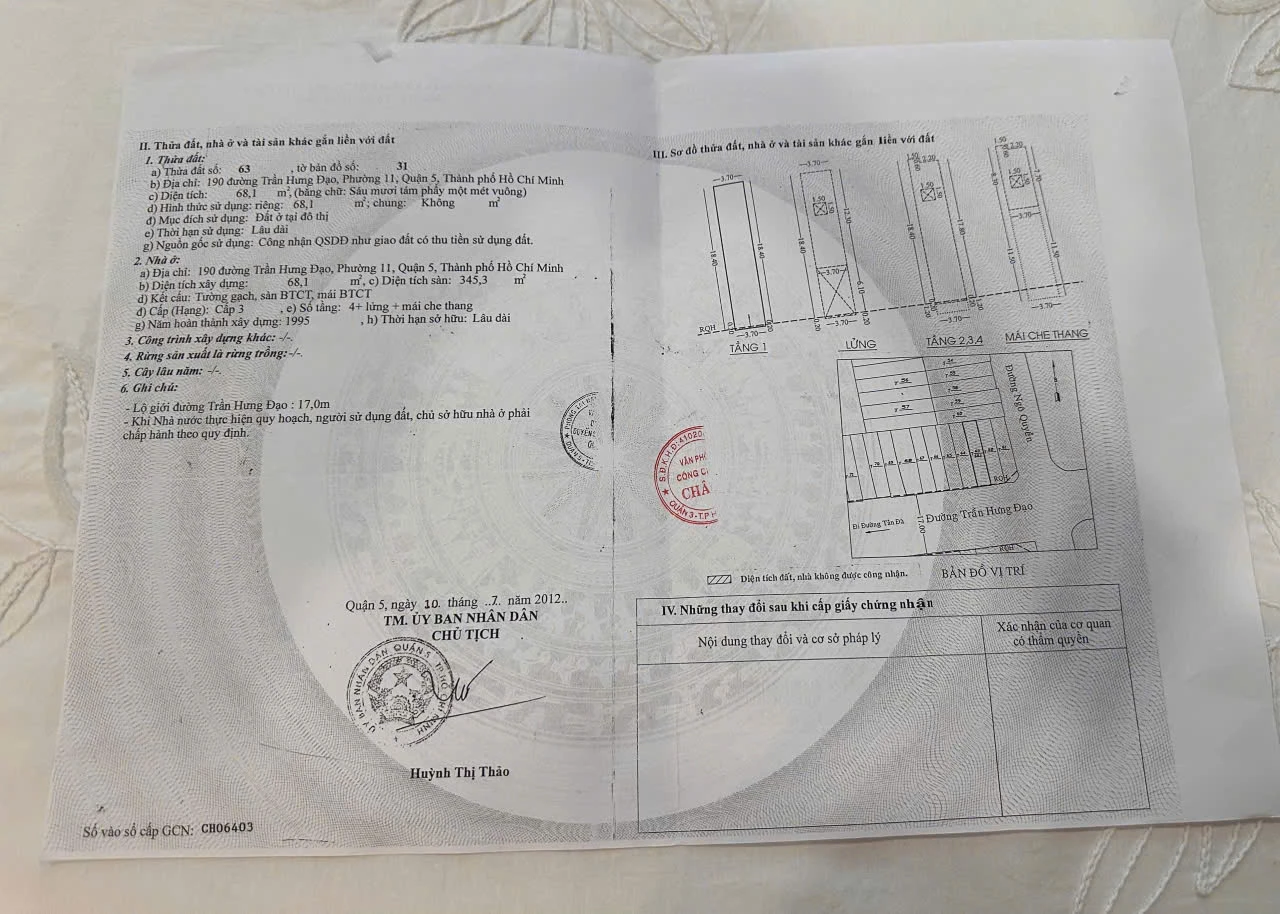 Bán nhà mặt tiền 190 trần hưng đạo, Phường Chợ Lớn, Hồ Chí Minh giá 32 tỷ