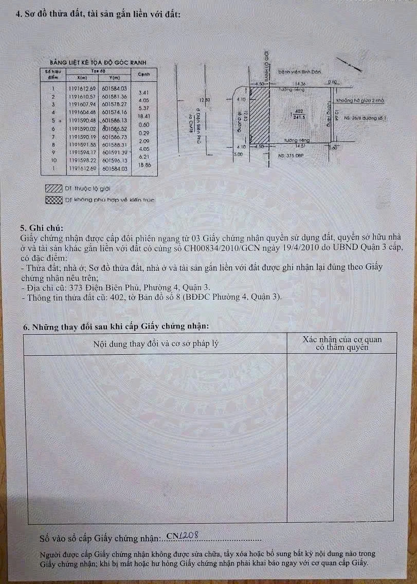 Bán nhà mặt tiền 373 Điện Biên Phủ, Phường Bàn Cờ, Tp Hồ Chí Minh giá 105 tỷ