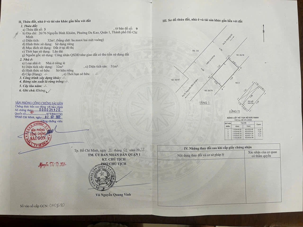 Bán nhà 26/76 Nguyễn Bỉnh Khiêm, Phường Tân Định, Tp Hồ Chí Minh giá 11 tỷ