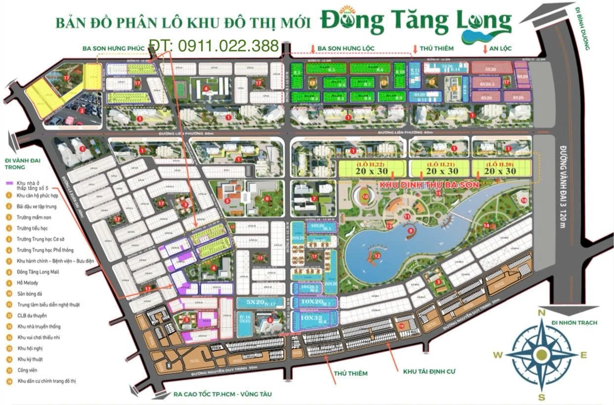 Bán đất nền dự án dự án Khu Đô Thị Đông Tăng  Phường Long Phước, Tp Hồ Chí Minh giá 7 tỷ  100 triệu