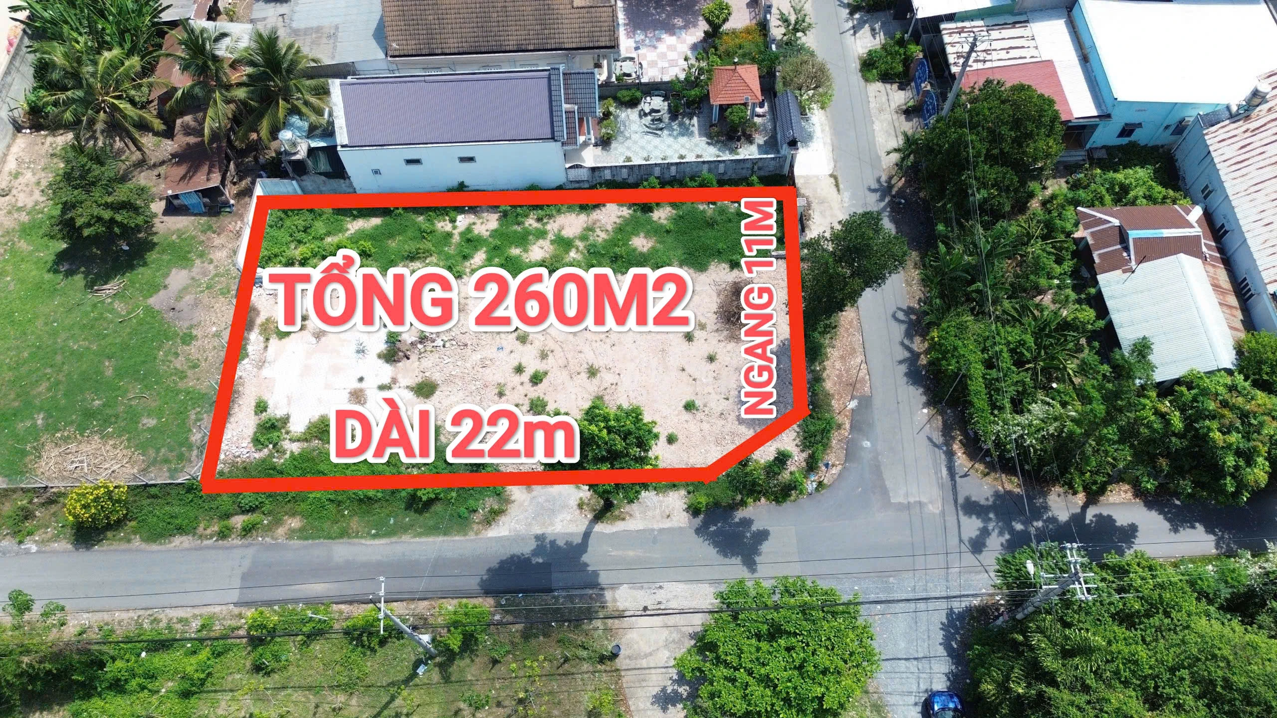 Chính Chủ bán gấp lô đất 2 mặt tiền đường kinh doanh mua bán ổn định, 11 x 22 (260m2).Giá 620 Trieu
