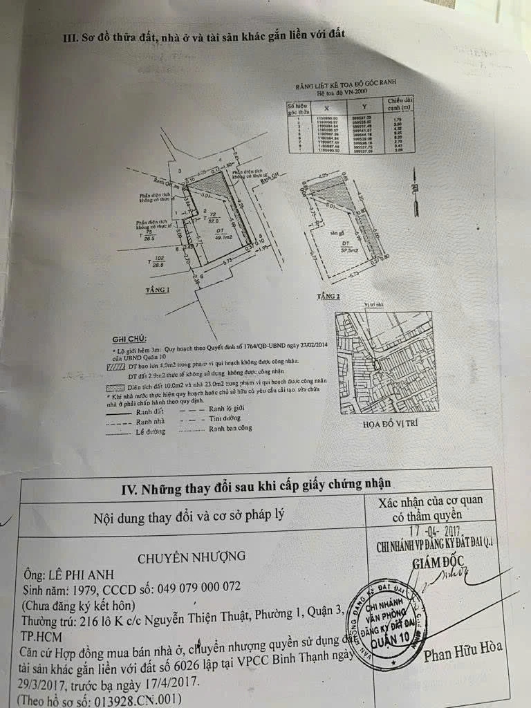 Bán nhà 7B/1 Thành Thái, Phường Hòa Hưng, Tp Hồ Chí Minh giá 9 tỷ  500 triệu