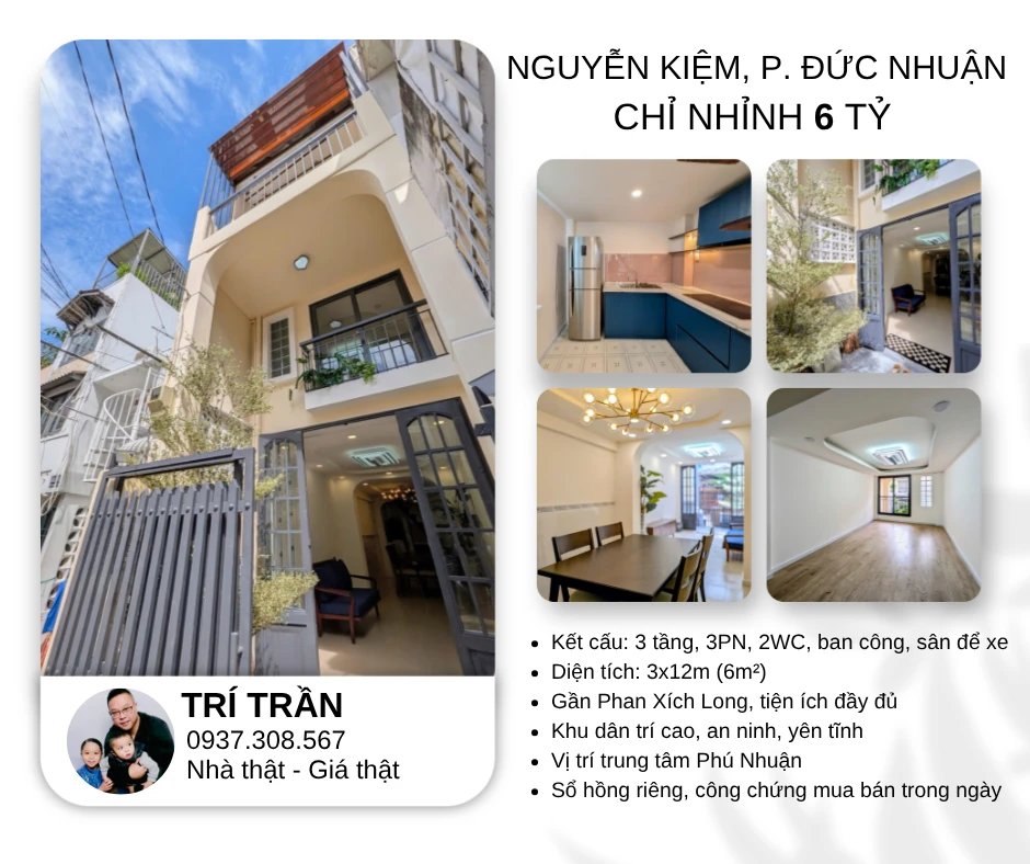 💰 NHỈNH 6 TỶ – NHÀ ĐẸP 3 TẦNG FULL NỘI THẤT – NGAY NGÃ TƯ PHÚ NHUẬN – 36M²