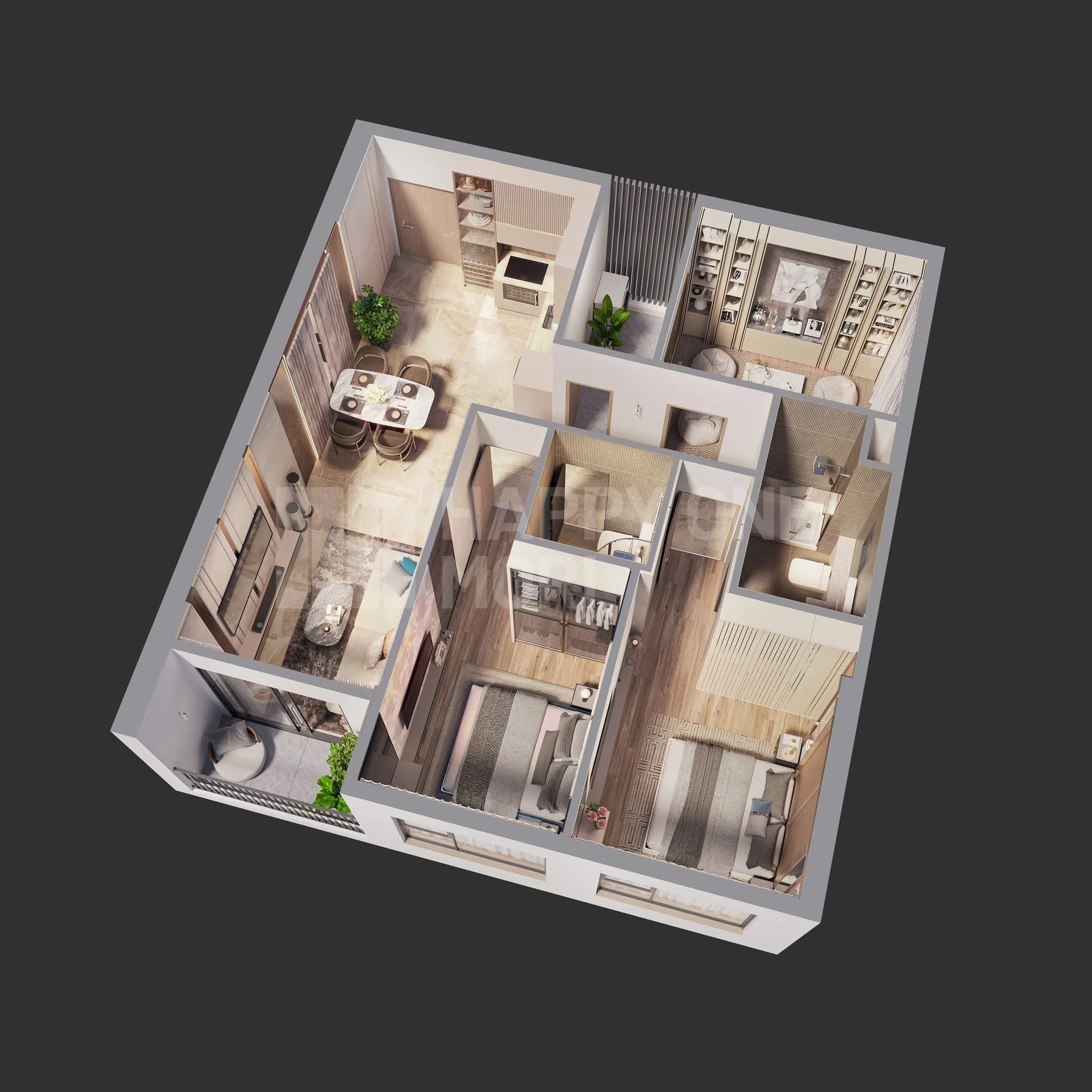Bán căn hộ 3pn, tặng ck 4%, dt: 82m2 giá từ 3,9 tỷ - Happy One Mori