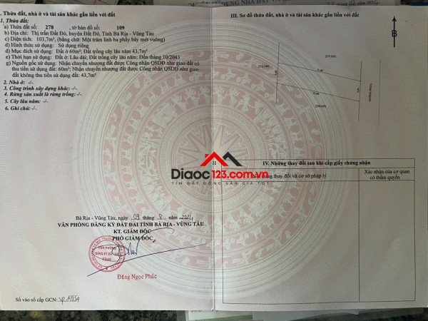 Cần bán lô đất lê duẩn trung tâm đất đỏ, đường nhựa vỉa hè 23m, cạnh quán cà phê lớn