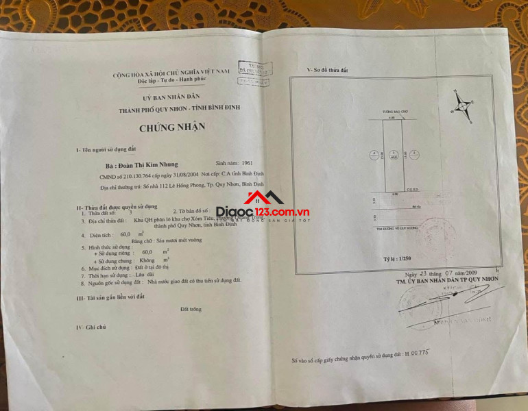 Bán nhà mặt tiền 58 Đường Võ Duy Dương, Phường Quang Trung, Thành phố Quy Nhơn, Bình Định