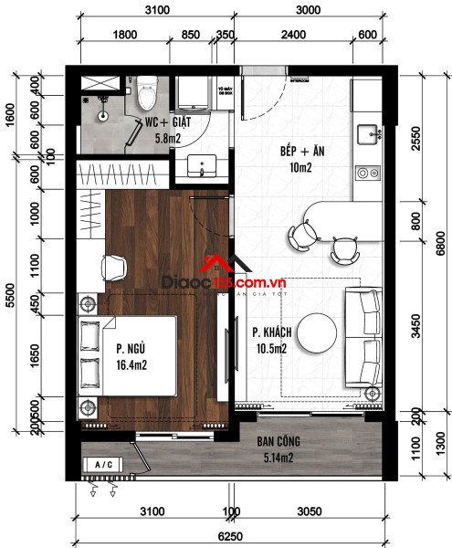 Bán căn hộ cao cấp 1 phòng ngủ-53m2 dự án Fiato Airport City ngay cạnh sân bay Long Thành