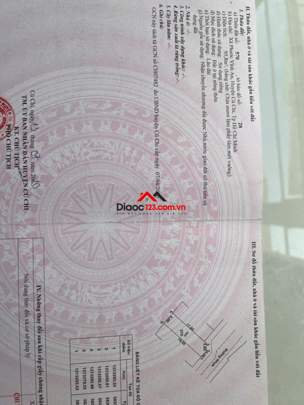 Bán đất nền dự án Trần Văn Chẩm 1, Xã Phước Vĩnh An, Huyện Củ Chi, TP HCM