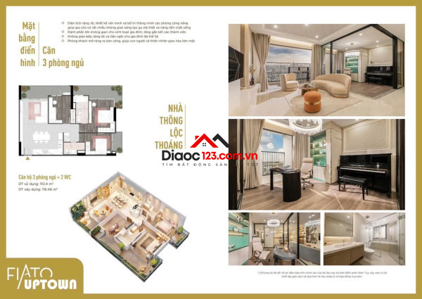 Bán Suất Nội Bộ căn Hộ 3PN Dự án Fiato Uptown Tô Ngọc Vân Thủ Đức