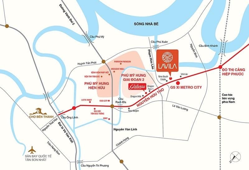 Vị trí dự án Arcadia at Lavila Nguyễn Hữu Thọ 