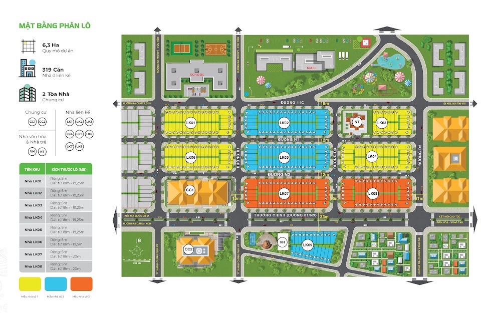 Mặt bằng và thiết kế Ecotown Phú Mỹ