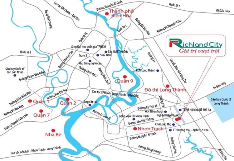 Vị trí dự án Richland City Nhơn Trạch