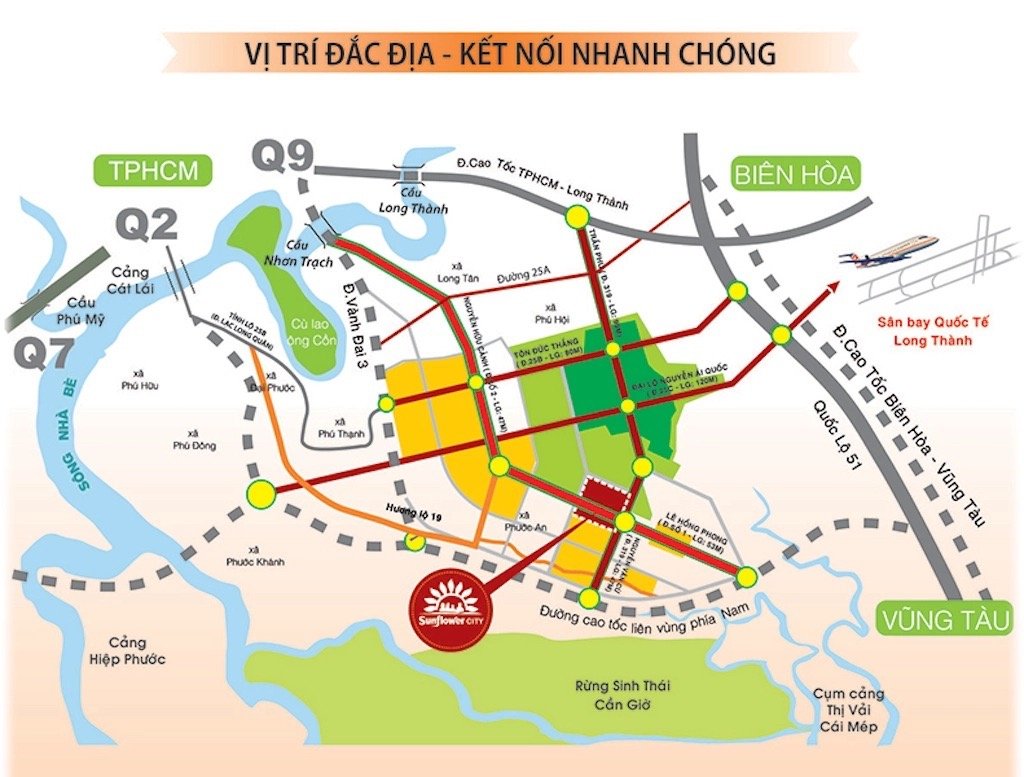 Vị trí dự án sunflower city nhơn trạch