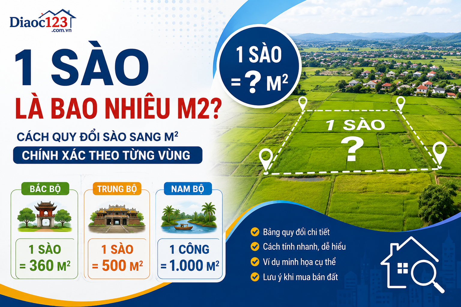 1 Sào Là Bao Nhiêu M2? Quy Đổi Sào Sang Mét Vuông Chính Xác