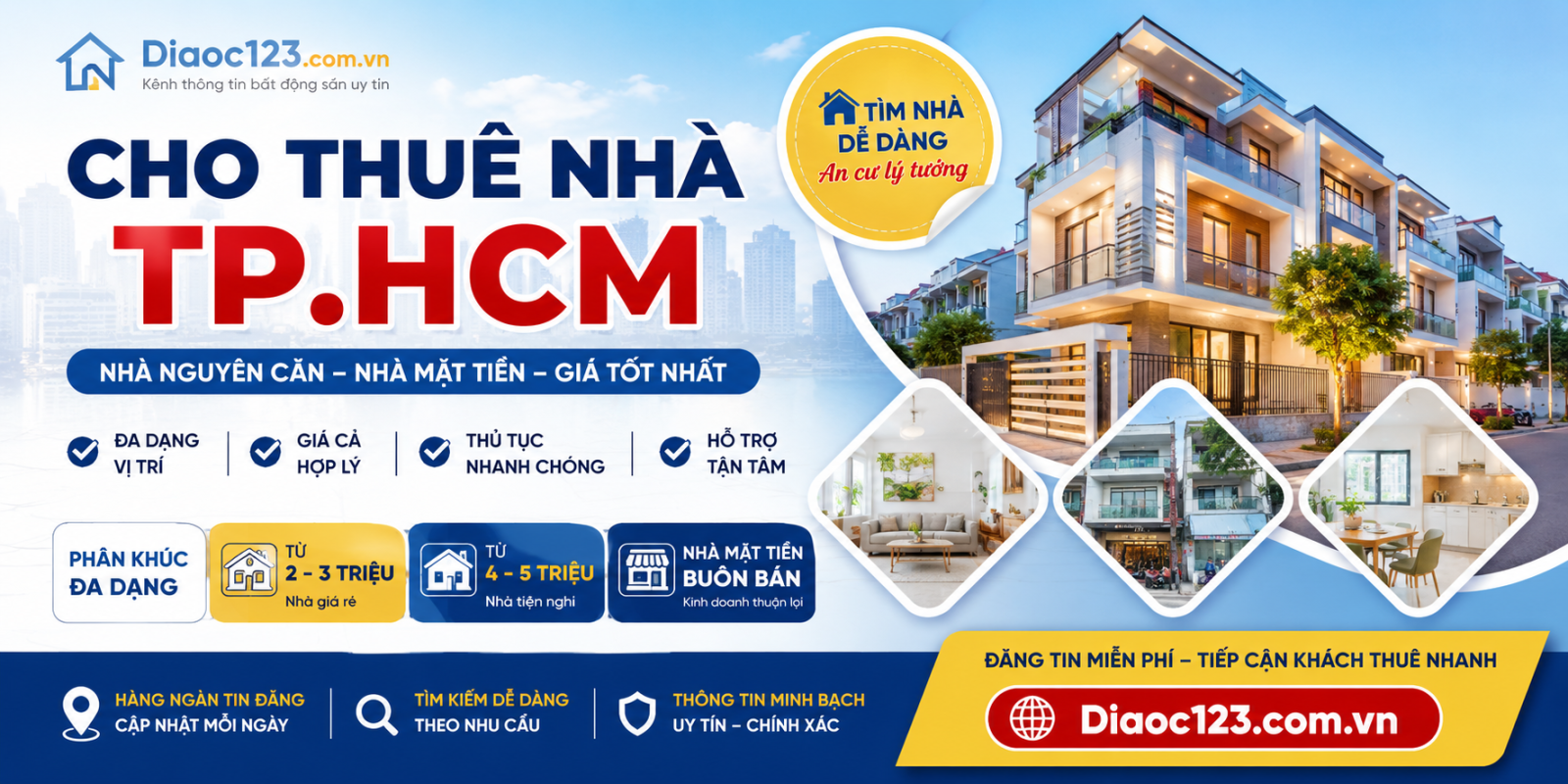 Tìm Nhà Cho Thuê TPHCM Giá Tốt Trên Diaoc123.com.vn