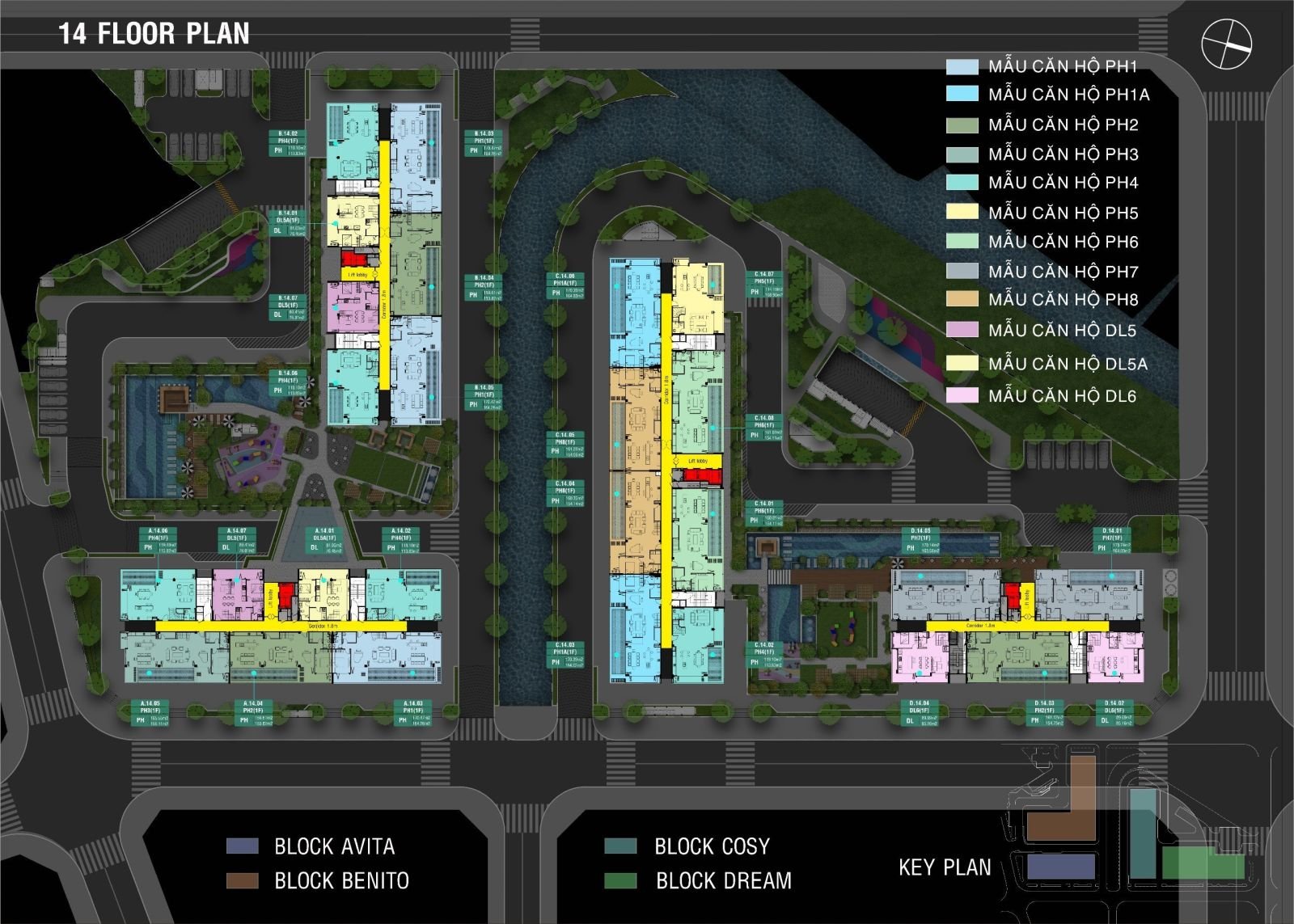 mặt bằng tầng 14 fiato uptown