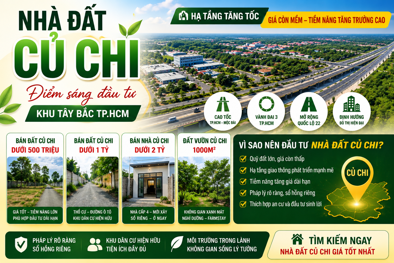 Nhà Đất Củ Chi Đang "Nóng" Trở Lại: Đất Dưới 1 Tỷ Và Cơ Hội Đón Sóng Hạ Tầng 2026