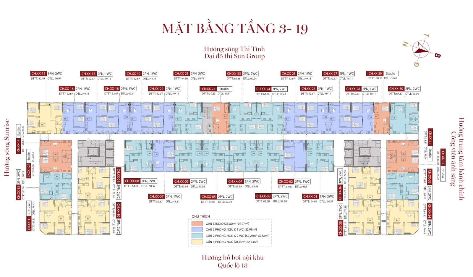 Mặt bằng tầng căn hộ Saint Mary light
